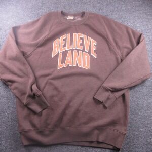 Homage Sweatshirt Mens 2XL Brown Believe Land Fleece Graphic Crewneck Pullover